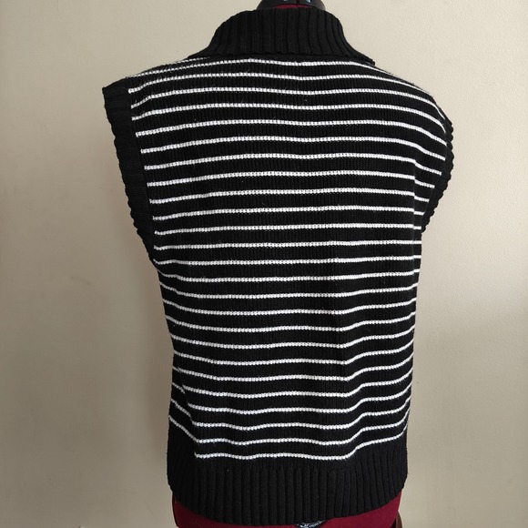 Black and White Striped Women's Vest - Picture 2 of 5